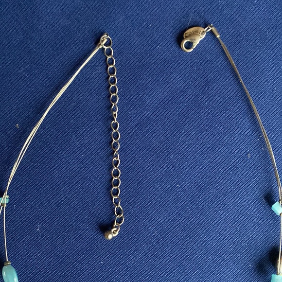 Lia Sophia 3-Strand Wire Necklace with Blue Glass and Silver Tone Beads - Picture 8 of 13